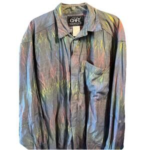 Vintage Cafe Styled In Italy Shirt Men’s Large Gray Cotton Disco lightweight